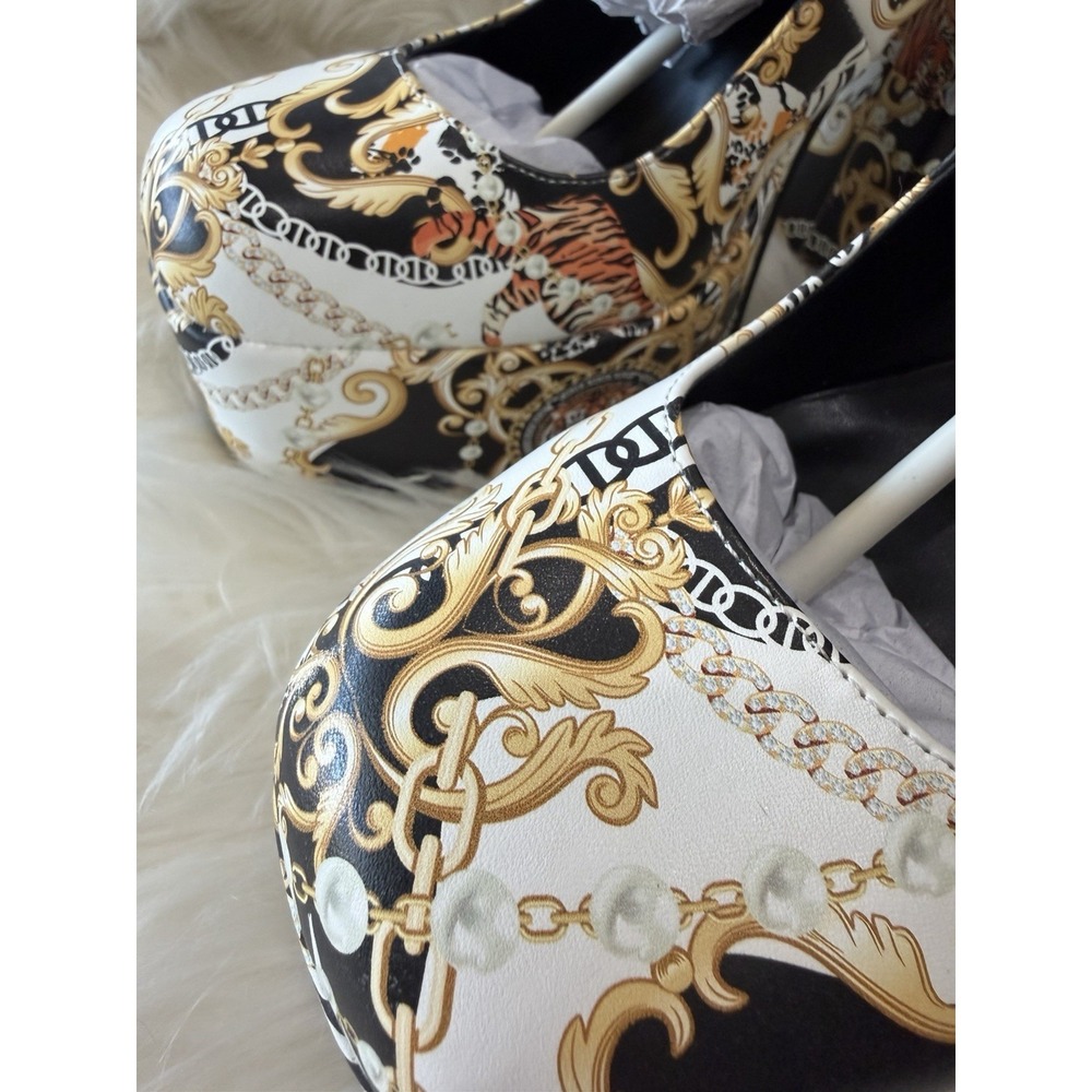 Bamboo‎ Size 8 Tiger Baroque Print Platform Block Heel Mary Jane Women's Shoes - Picture 8 of 11